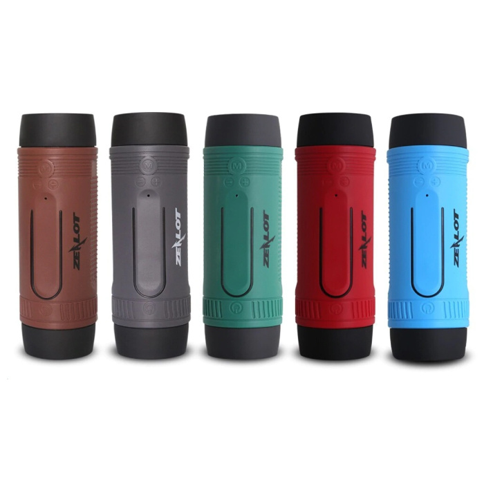 Zealot Altavoz inalámbrico S1 con linterna para bicicleta - Soundbar Wireless Bluetooth 5.0 Speaker Box Marrón