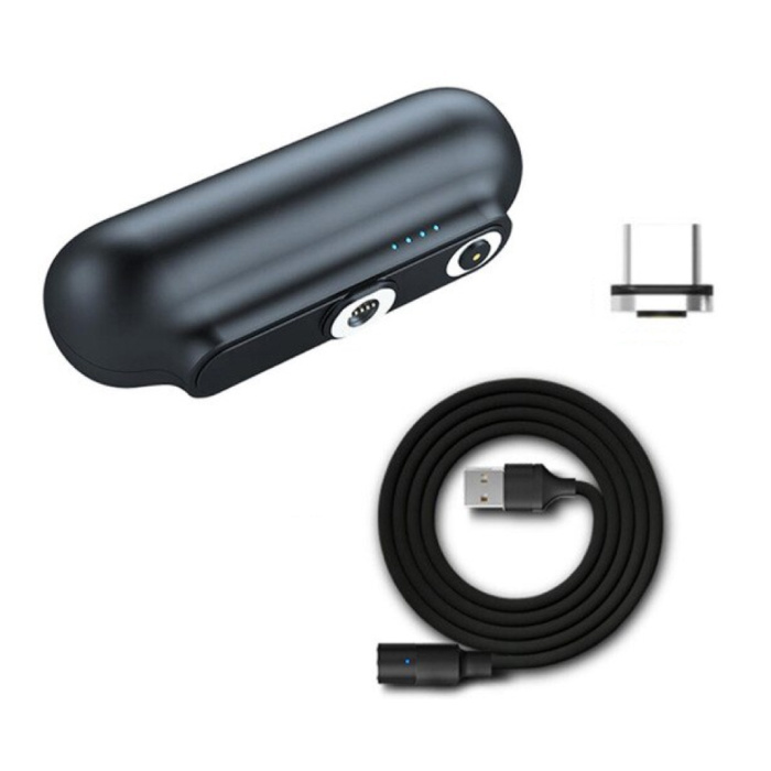 USB-C Magnetische Mini Powerbank 2600mAh - Externes Notfall-Akkuladegerät Schwarz