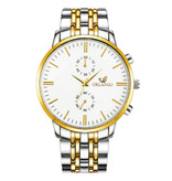 Orlando Montre en acier pour homme - Bracelet en cuir Anologian Luxury Movement for Men Quartz