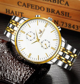 Orlando Montre en acier pour homme - Bracelet en cuir Anologian Luxury Movement for Men Quartz