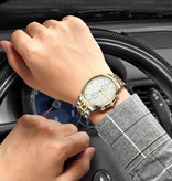 Orlando Montre en acier pour homme - Bracelet en cuir Anologian Luxury Movement for Men Quartz