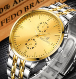 Orlando Montre en acier pour homme - Bracelet en cuir Anologian Luxury Movement for Men Quartz