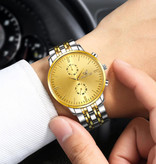 Orlando Orologio in acciaio per uomo - cinturino in pelle movimento anologo di lusso per uomo al quarzo