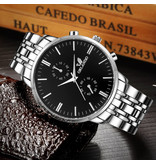 Orlando Montre en acier pour homme - Bracelet en cuir Anologian Luxury Movement for Men Quartz