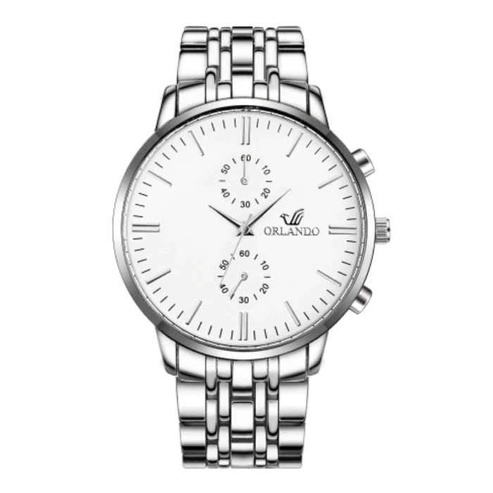 Stalowy zegarek dla mężczyzn - skórzany pasek Anologian Luxury Movement for Men Quartz