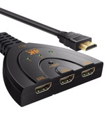 Besiuni Przełącznik HDMI 3 w 1 Splitter Converter Adapter Kabel - 4K 30 Hz - 3 Porty - Czarny