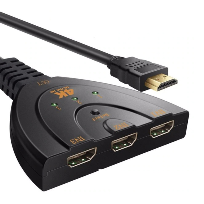 Cavo adattatore convertitore splitter 3 in 1 switch HDMI - 4K 30Hz - 3 porte - nero