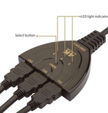 Besiuni Cable Adaptador Convertidor Divisor 3 en 1 Conmutador HDMI - 4K 30Hz - 3 Puertos - Negro