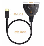 Besiuni HDMI-Schalter 3-in-1-Splitter-Konverter-Adapterkabel - 4K 30Hz - 3 Anschlüsse - Schwarz