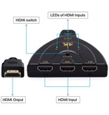 Besiuni HDMI Switch 3 in 1 Splitter Converter Adapter Cable - 4K 30Hz - 3 Ports - Black