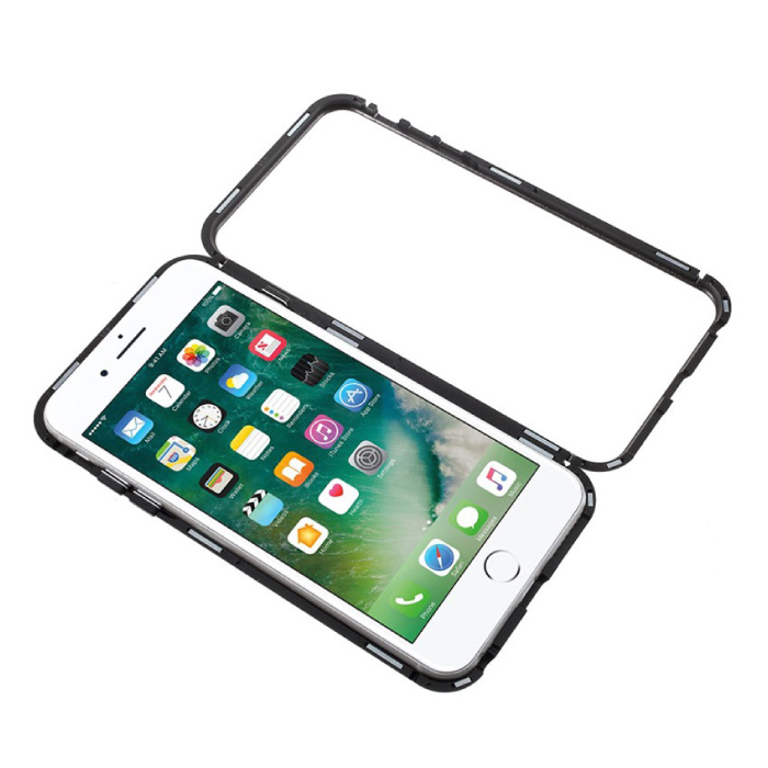 Stuff Certified® iPhone 6S Plus Magnet 360 ° Hülle mit gehärtetem Glas - Ganzkörperhülle + schwarze Displayschutzfolie