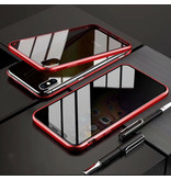 Stuff Certified® Custodia magnetica a 360 ° per iPhone SE (2020) con vetro temperato - Custodia integrale + protezione schermo rossa