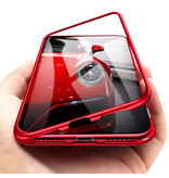 Stuff Certified® Custodia magnetica a 360 ° per iPhone SE (2020) con vetro temperato - Custodia integrale + protezione schermo rossa