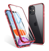 Stuff Certified® iPhone 11 Pro Max Magnetische 360 ° Hülle mit gehärtetem Glas - Ganzkörperhülle + Displayschutz Rot