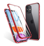 Stuff Certified® iPhone 11 Pro Magnetic 360 ° Hülle mit gehärtetem Glas - Ganzkörperhülle + Displayschutzfolie Rot