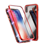 Stuff Certified® Custodia magnetica 360 ° per iPhone X con vetro temperato - Custodia con copertura integrale + protezione per lo schermo rossa