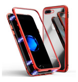 Stuff Certified® iPhone 7 Plus Magnetic 360 ° Case with Tempered Glass - Full Body Cover Case + Screen Protector Red