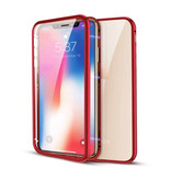 Stuff Certified® Coque Magnétique 360 ° iPhone XS avec Verre Trempé - Coque Intégrale + Protecteur d'écran Rouge