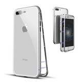 Stuff Certified® Coque Magnétique 360 ° iPhone 7 avec Verre Trempé - Coque Intégrale + Protecteur d'écran Blanc