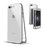 Stuff Certified® Funda Magnética 360 ° con Cristal Templado para iPhone 8 Plus - Funda de Cuerpo Entero + Protector de Pantalla Blanco