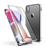 Stuff Certified® iPhone XS Magnetic 360 ° Case with Tempered Glass - Full Body Cover Case + Screen Protector White