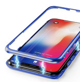 Stuff Certified® Funda Magnética 360 ° con Cristal Templado para iPhone SE (2020) - Funda de Cuerpo Entero + Protector de Pantalla Azul