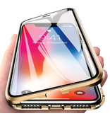 Stuff Certified® Funda Magnética 360 ° con Cristal Templado para iPhone SE (2020) - Funda de Cuerpo Entero + Protector de Pantalla Dorado