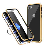 Stuff Certified® iPhone 7 Plus Magnet 360 ° Hülle mit gehärtetem Glas - Ganzkörperhülle + Displayschutzfolie Gold