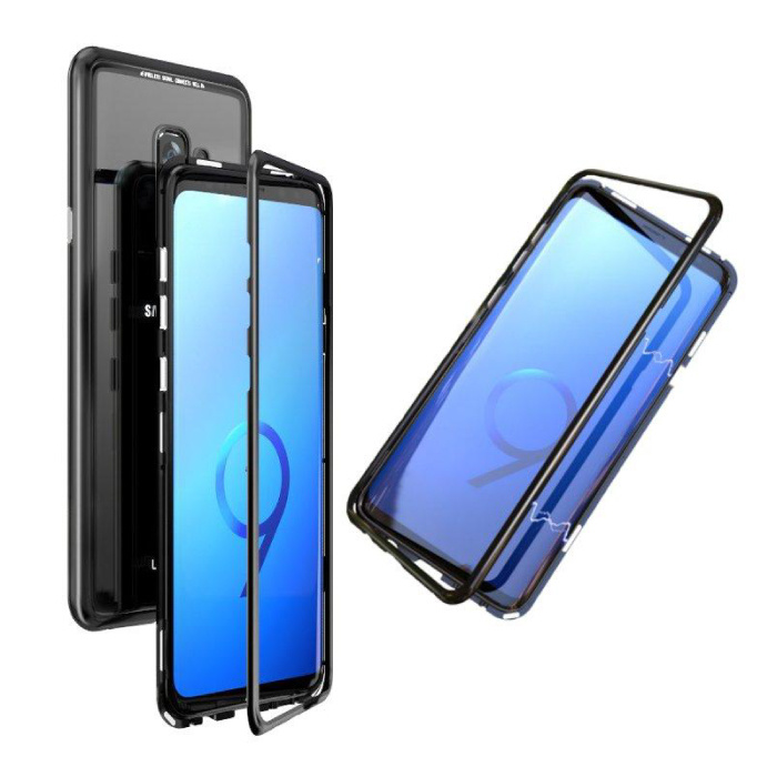 Samsung Galaxy S9 Plus Magnetic 360 ° Case with Tempered Glass - Full Body Cover Case + Screen Protector Black