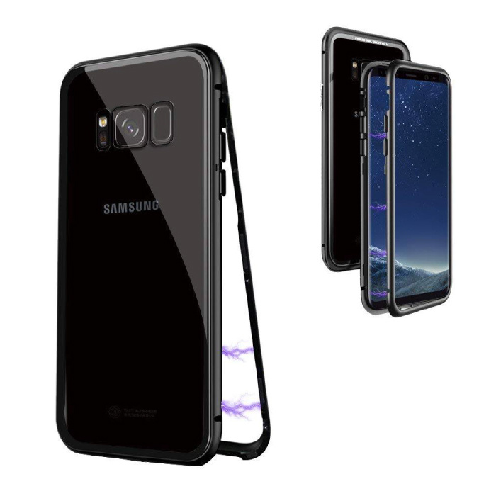 Stuff Certified® Samsung Galaxy S8 Plus Magnetic 360 ° Case with Tempered Glass - Full Body Cover Case + Screen Protector Black