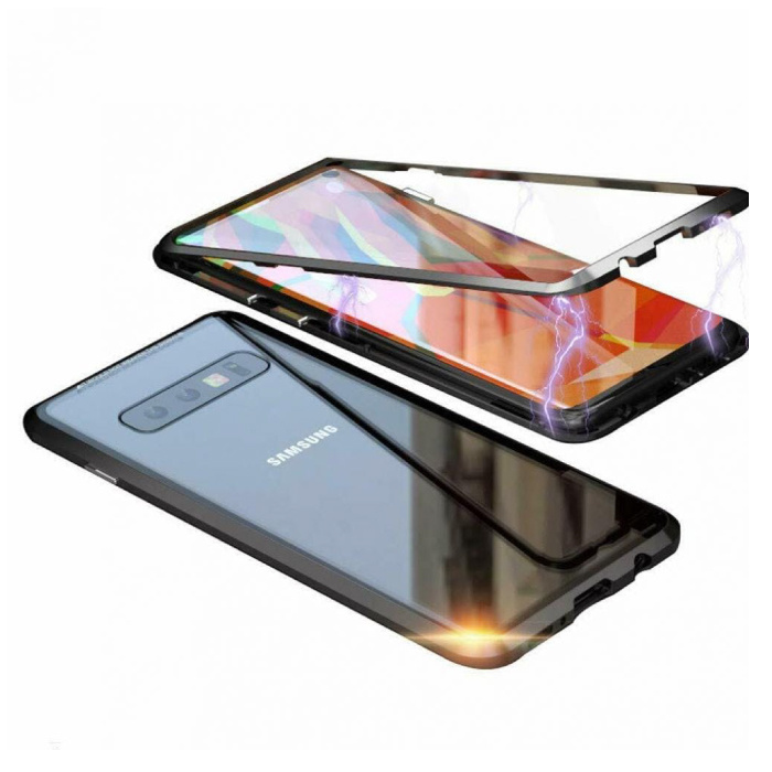 Samsung Galaxy S10 Plus Magnetic 360 ° Case with Tempered Glass - Full Body Cover Case + Screen Protector Black