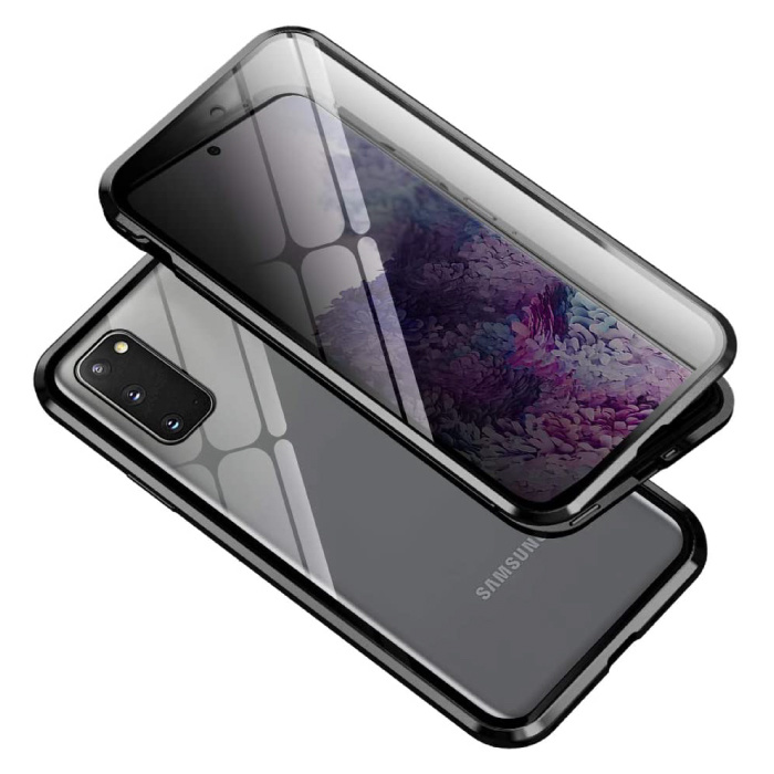 Custodia magnetica 360 ° per Samsung Galaxy S20 con vetro temperato - Custodia integrale + protezione schermo nera
