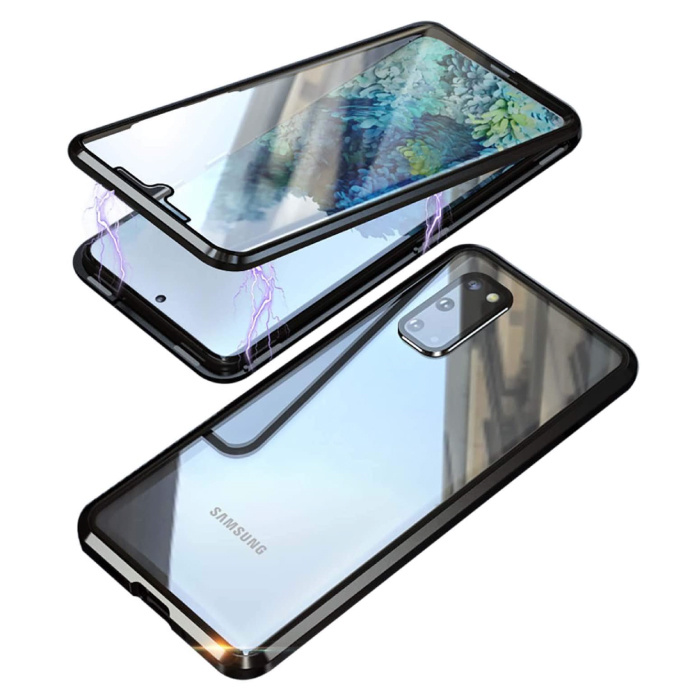 Samsung Galaxy S20 Ultra Magnetyczne etui 360 ° ze szkłem hartowanym - całe etui + folia ochronna na ekran w kolorze czarnym