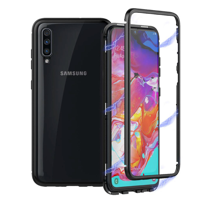 Samsung Galaxy Note 10 Magnetic 360 ° Case with Tempered Glass - Full Body Cover Case + Screen Protector Black