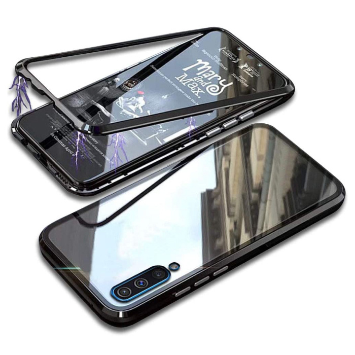 Samsung Galaxy A20 Magnetic 360 ° Case with Tempered Glass - Full Body Cover Case + Screen Protector Black