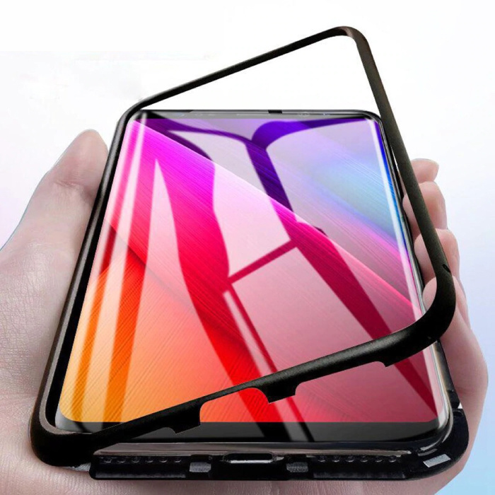 Funda Magnética 360 ° con Cristal Templado para Samsung Galaxy A8 2018 - Funda de Cuerpo Entero + Protector de Pantalla Negro