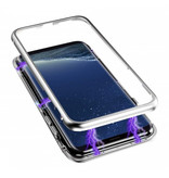 Stuff Certified® Custodia magnetica 360 ° per Samsung Galaxy A8 Plus con vetro temperato - Custodia integrale + protezione schermo argento