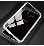Stuff Certified® Coque Magnétique 360 ° Samsung Galaxy A8 Plus avec Verre Trempé - Coque Intégrale + Protecteur d'Écran Argent