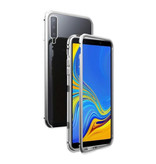 Stuff Certified® Coque Magnétique 360 ° Samsung Galaxy A70 avec Verre Trempé - Coque Intégrale + Protecteur d'Écran Argent