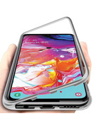 Stuff Certified® Samsung Galaxy A70 Magnetische 360 ° Hülle mit gehärtetem Glas - Ganzkörperhülle + Displayschutzfolie Silber