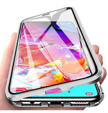 Stuff Certified® Samsung Galaxy A70 Magnetic 360 ° Case with Tempered Glass - Full Body Cover Case + Screen Protector Silver