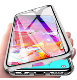 Stuff Certified® Samsung Galaxy A70 Magnetische 360 ° Hülle mit gehärtetem Glas - Ganzkörperhülle + Displayschutzfolie Silber