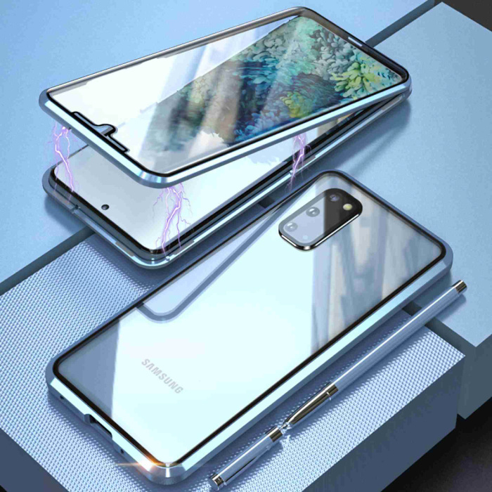 Samsung Galaxy S20 Ultra Magnetyczne etui 360 ° ze szkłem hartowanym - całe etui + folia ochronna na ekran w kolorze srebrnym