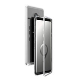 Stuff Certified® Coque Magnétique 360 ° Samsung Galaxy S9 Plus avec Verre Trempé - Coque Intégrale + Protecteur d'Écran Argent