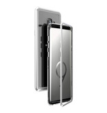 Stuff Certified® Samsung Galaxy S9 Plus Magnetische 360 ° Hülle mit gehärtetem Glas - Ganzkörperhülle + Displayschutzfolie Silber