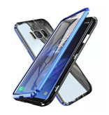 Stuff Certified® Samsung Galaxy S8 Magnetyczne etui 360 ° ze szkłem hartowanym - całe etui + folia ochronna na ekran w kolorze niebieskim