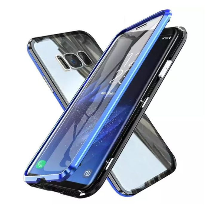 Funda Magnética 360 ° con Cristal Templado para Samsung Galaxy S8 - Funda de Cuerpo Entero + Protector de Pantalla Azul