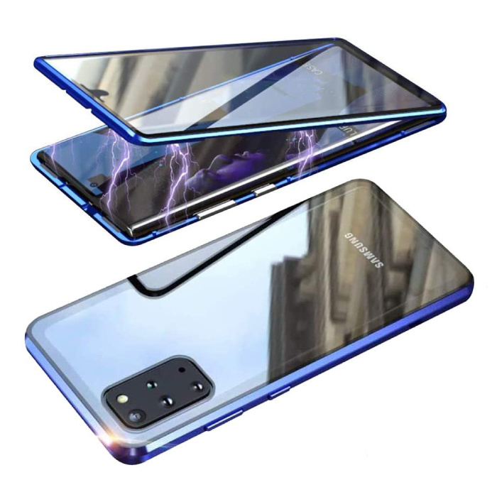 Samsung Galaxy S20 Magnetisch 360° Hoesje met Tempered Glass - Full Body Cover Hoesje + Screenprotector Blauw