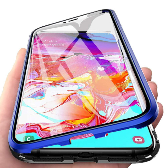 Samsung Galaxy Note 10 Magnetyczne etui 360 ° ze szkłem hartowanym - całe etui + folia ochronna na ekran w kolorze niebieskim