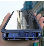 Stuff Certified® Samsung Galaxy A8 Plus Magnetische 360 ° Hülle mit gehärtetem Glas - Ganzkörperhülle + Displayschutzfolie Blau